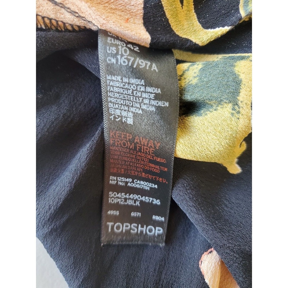 Topshop Maxi Dress Women 10 Black Floral Cut Out Backless Whimsigoth Resortwear - Picture 8 of 11